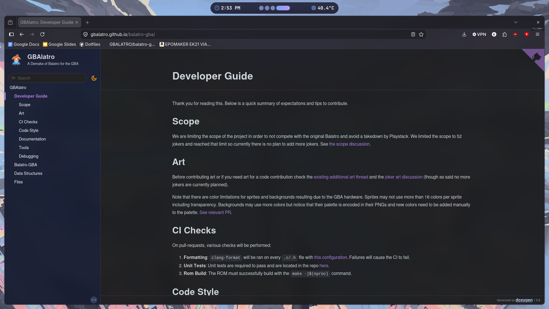 Balatro GBA Documentation using Doxygen
